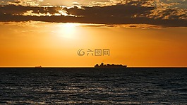 日落,海,海洋