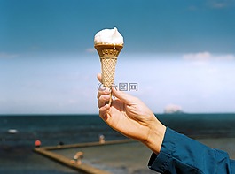 海灘,錐,手