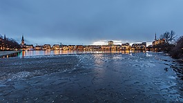 水域,全景,城市