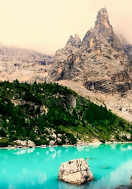 意大利,湖,山