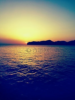 日落,自然,海