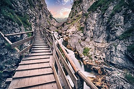 橋,山,旅行