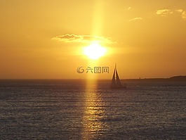 太陽(yáng),帆船,海