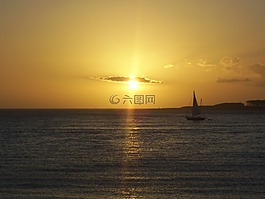 太陽(yáng),帆船,海