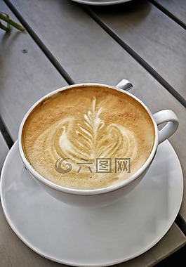 打破,咖啡,熱奶咖啡