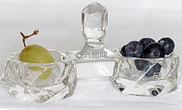 壳,水晶碗,蓝莓