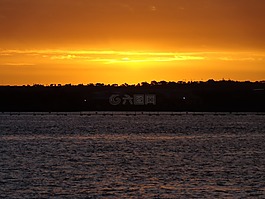 日落,美國,海