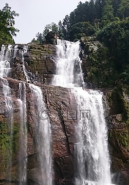 瀑布,水,岩石