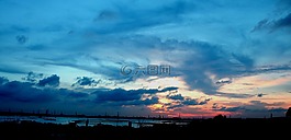 天空,晚上,日落