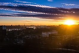 日落,云,全景