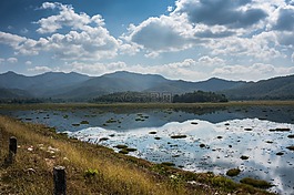 湖,云,山