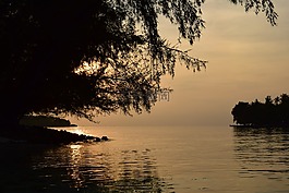 海,日出,日落