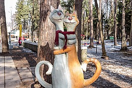 猫,公园,雕塑