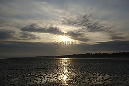 灘涂,太陽,海岸