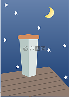 煙囪,月亮,夜