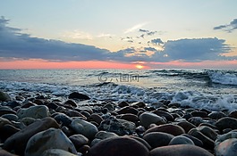石頭,海,日落