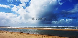 海灘,景觀,夏季