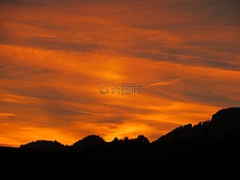 日落,顏色,黃昏
