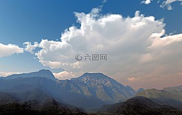 天空,云,山