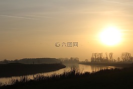 河,冬天,水