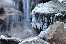 水域,瀑布,冷