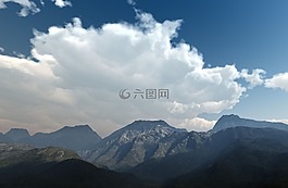 山,云,天空