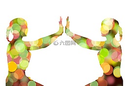 冥想,散景,剪影