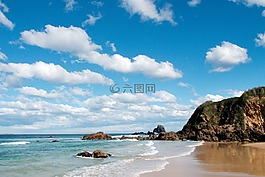 海灘,天空,海景