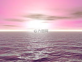 日落,天空,海