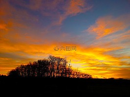 日落,天空,側(cè)影