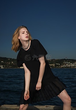 婦女,模型,黑色