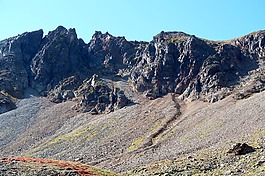 山,岩,一个古老的火山
