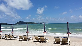 大海,躺椅,海邊