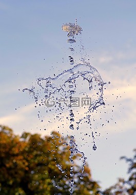 噴泉,水的流,噴