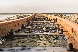 鐵路,海灘,離開