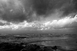 海,云,石頭