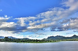 天空,環(huán)礁湖,山