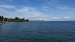 水,湖景,天空