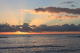 日落,考艾島,夏威夷