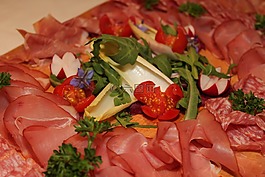 煮火腿,萨拉米香肠,wurstplatte