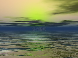 日落,天空,海