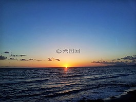 日落,海,希臘