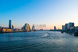 鹿特丹,水,天際線