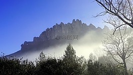 霧,景觀,山