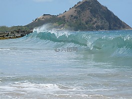 海洋,波,海灘