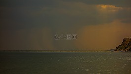 巖石,海,云