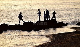 海,日落,abendstimmung