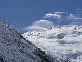 冬天,云,山