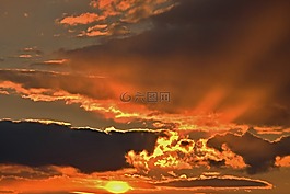 日落,晚上云,天空
