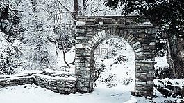雪,村,冬天